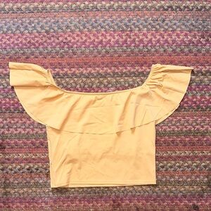 KORTNI JEANE RUFFLE HEM OFF THE SHOULDER SWIM TOP